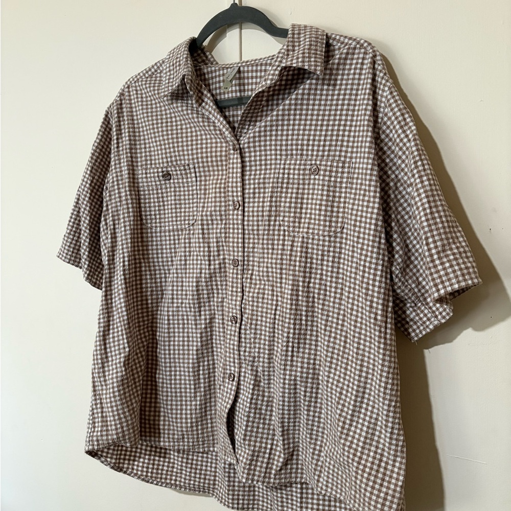 White Stag Men's Brown Checkered Button Down Shirt